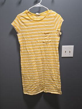 GAP Yellow and White Striped T-Shirt Dress